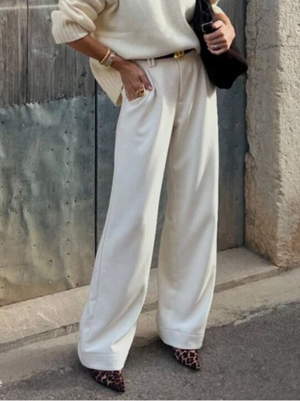 NWT DISSH Celine Cream Pants, Wide-Leg High-Rise Trousers